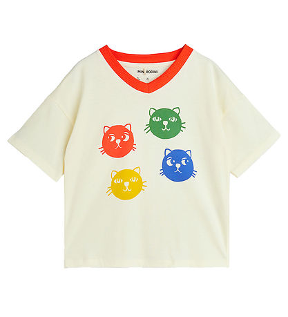Mini Rodini T-shirt - Cool Cats - Offwhite Mini Rodini T-shirt - Cool Cats - Offwhite