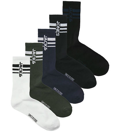 Jack & Jones Strømper - 5-pak - JacMatt - White/Inkwell - Black 