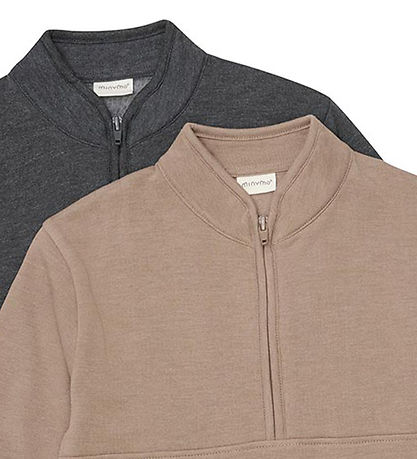 Minymo Sweatshirts - 2-pak - Half Zip - Fossil