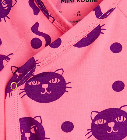 Mini Rodini Babysæt - Squiggly Cats - Pink Mini Rodini Babysæt - Squiggly Cats - Pink