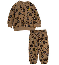 Mini rodini Babysæt - Squiggly Cats AOP - Brown Mini rodini Babysæt - Squiggly Cats AOP - Brown