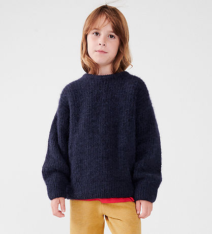 American Vintage Bluse - Strik - Col Rond - Navy Shine