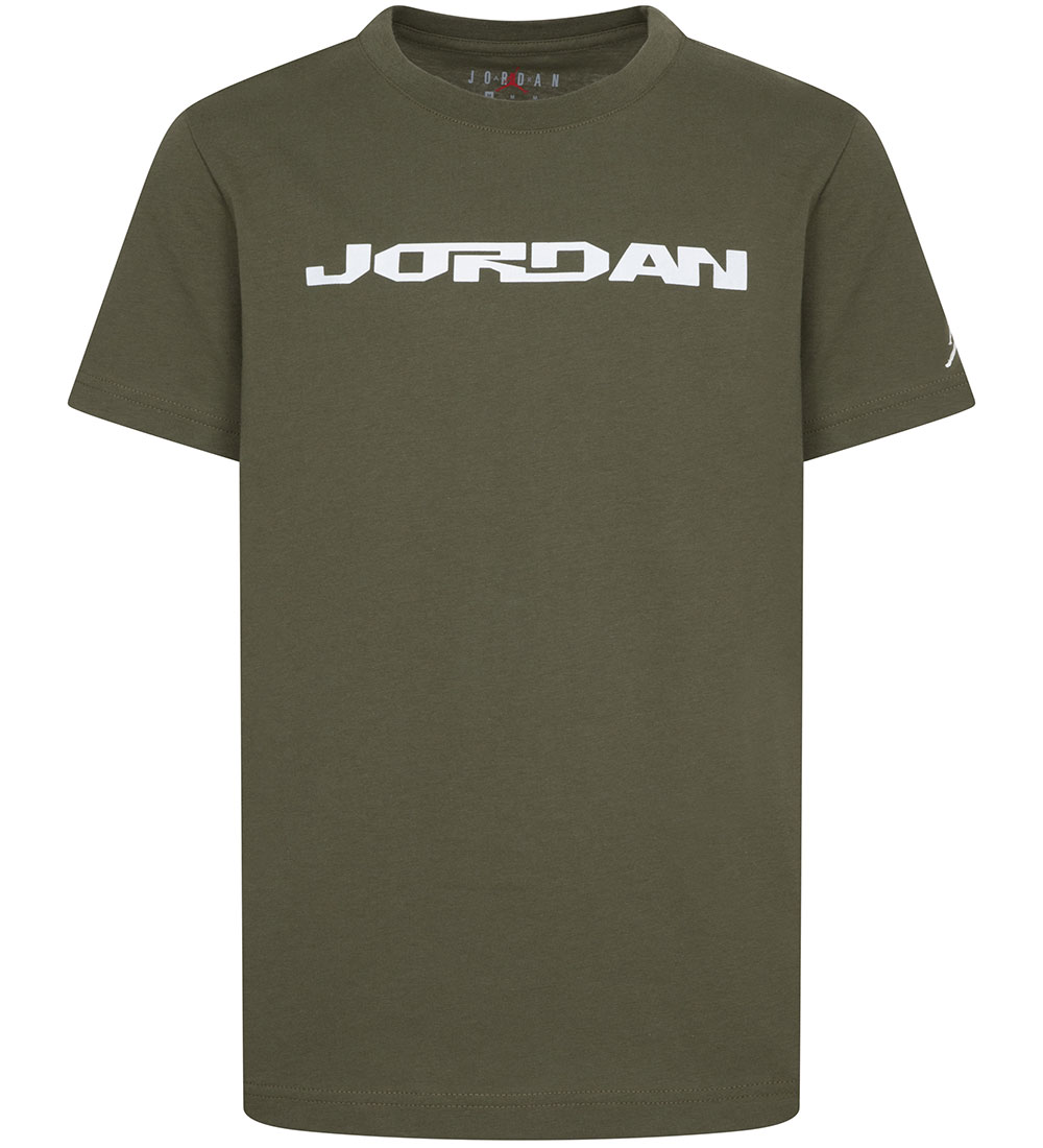 Jordan T-Shirt - Medium+ Olive m. Print - Jordan - 8-10 Jahre (128-140) - T-Shirts