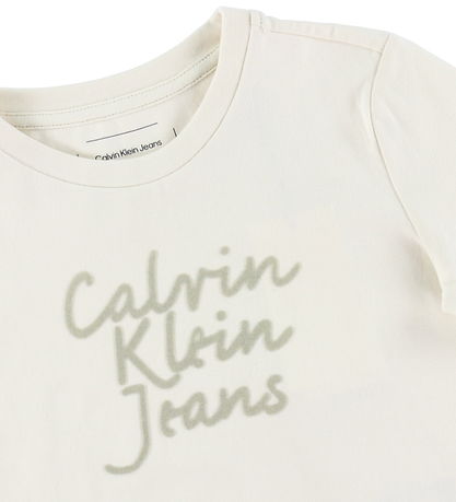 Calvin Klein T-shirt - Handweiting Logo - Turtledove Calvin Klein T-shirt - Handweiting Logo - Turtledove
