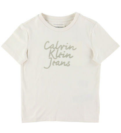 Calvin Klein T-shirt - Handweiting Logo - Turtledove Calvin Klein T-shirt - Handweiting Logo - Turtledove