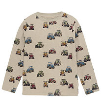 Minymo Bluse - Beige Melange m. Traktorer Minymo Bluse - Beige Melange m. Traktorer