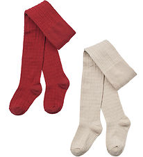 Wheat Strømpebukser - 2-pak - Uld - Blonde - Karl - Cherry Red Wheat Strømpebukser - 2-pak - Uld - Blonde - Karl - Cherry Red