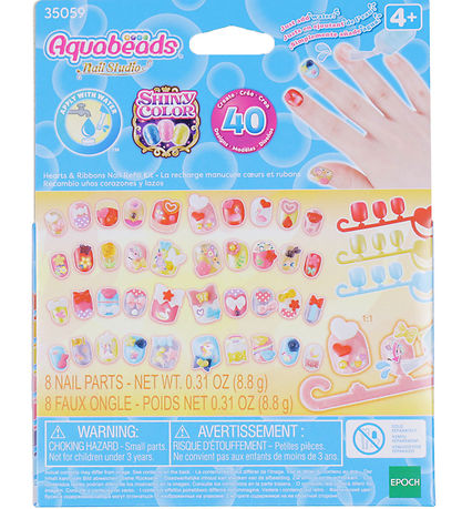 Aquabeads Perlesæt - Nail Studio - Hearts & Ribbons Nail Refill Aquabeads Perlesæt - Nail Studio - Hearts & Ribbons Nail Refill