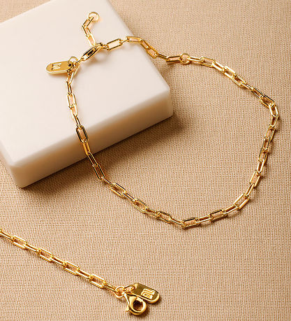 Design Letters Armbånd - Chunky Square - Small - 18K Guldbelagt