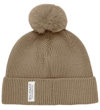 En Fant Hue - Uld/Akryl - Pine Bark m. Imiteret Pelskvast