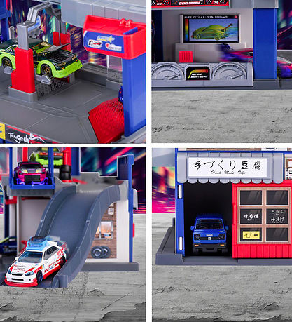 Majorette Garage m. Bil, Lyd og Lys - Japan Series Tuning Garage