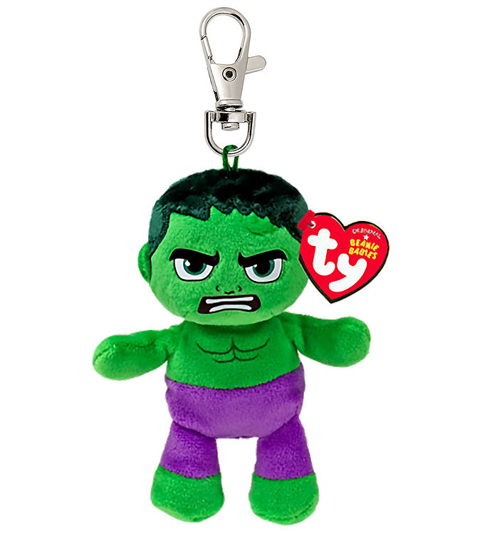 Ty Nøglering m. Bamse - Beanie Babies - 10 cm - Marvel Hulk
