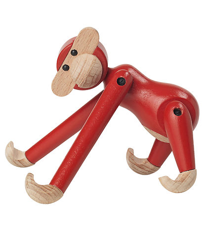 Kay Bojesen Træfigur - Abe - 9,5 cm - Vintage - Mini - Rød