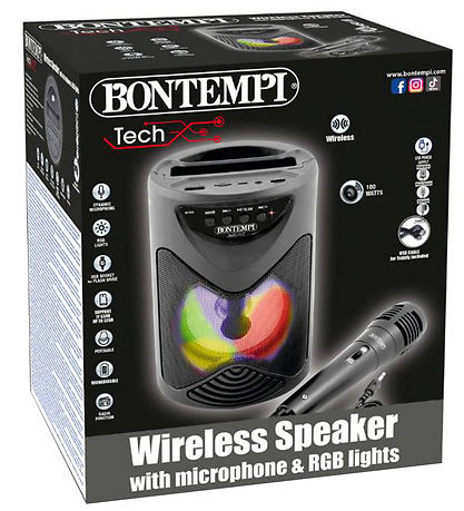 Bontempi Højtaler m. Mikrofon/Lys - 18 cm - Trådløs