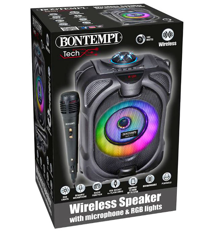 Bontempi Højtaler m. Mikrofon/Lys - 26 cm - Trådløs