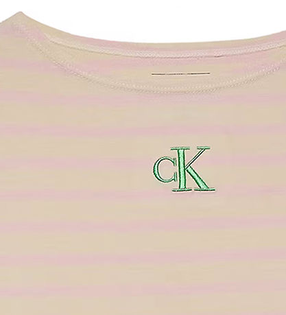 Calvin Klein Bluse - Boatneck Stripe - Turtledove/Chalk Pink Str