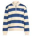 Calvin Klein Sweatshirt - Terry Striped Half-Zip - Ensign Blue/T Calvin Klein Sweatshirt - Terry Striped Half-Zip - Ensign Blue/T