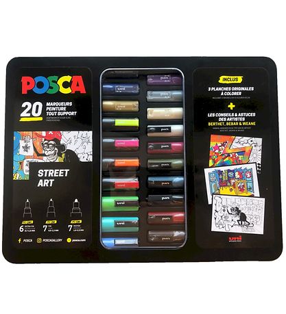 Posca Tuscher m. Metalkasse - 20 stk - Street Art Posca Tuscher m. Metalkasse - 20 stk - Street Art