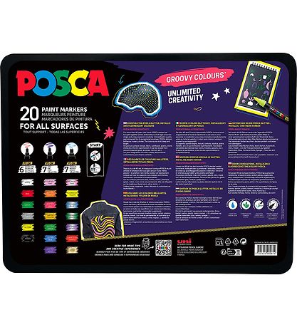 Posca Tuscher m. Metalkasse - 20 stk - Groovy Colours