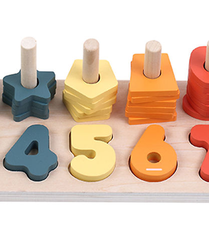Kinder and Kids Læringsbræt m. Tal og Former - Træ