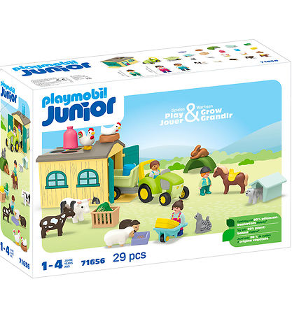 Playmobil Junior - Bondegård m. Traktor - 71656 - 29 Dele