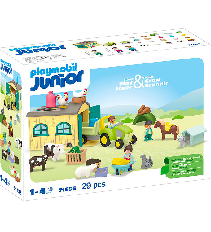 Playmobil Junior - Bondegård m. Traktor - 71656 - 29 Dele