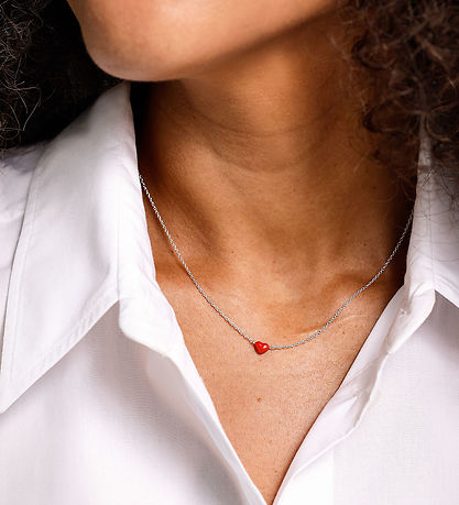 Design Letters Halskæde - Little Big Love - Sølv/Rød Design Letters Halskæde - Little Big Love - Sølv/Rød