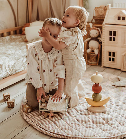 Play&Go Legetøjstæppe - Ø120 cm - Soft Organic - Stripes Brown