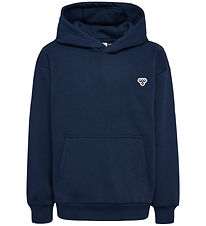 Hummel Hættetrøje - hmlJr - Loose Hoodie - Dress Blue Hummel Hættetrøje - hmlJr - Loose Hoodie - Dress Blue