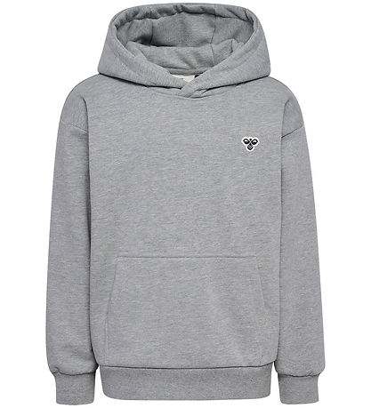 Hummel Hættetrøje - hmlJr  Loose Hoodie - Grey Melange Hummel Hættetrøje - hmlJr  Loose Hoodie - Grey Melange