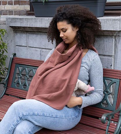 Doomoo Ammetæppe m. Bidering - Musselin - 100x85 cm - Terracotta