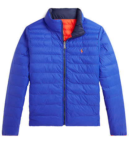 Polo Ralph Lauren Dynejakke - Vendbar - Orange/Navy/Blå Polo Ralph Lauren Dynejakke - Vendbar - Orange/Navy/Blå