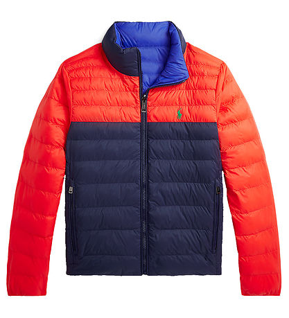 Polo Ralph Lauren Dynejakke - Vendbar - Orange/Navy/Blå Polo Ralph Lauren Dynejakke - Vendbar - Orange/Navy/Blå