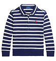 Polo Ralph Lauren Polobluse m. Lynlås - Navy/Hvidstribet Polo Ralph Lauren Polobluse m. Lynlås - Navy/Hvidstribet
