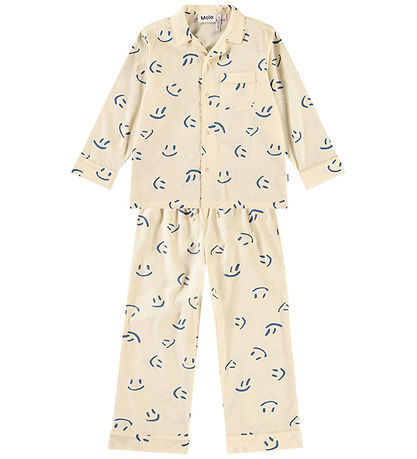 Molo Nattøj - Skjorte/Bukser - Lex - Happy White Molo Nattøj - Skjorte/Bukser - Lex - Happy White