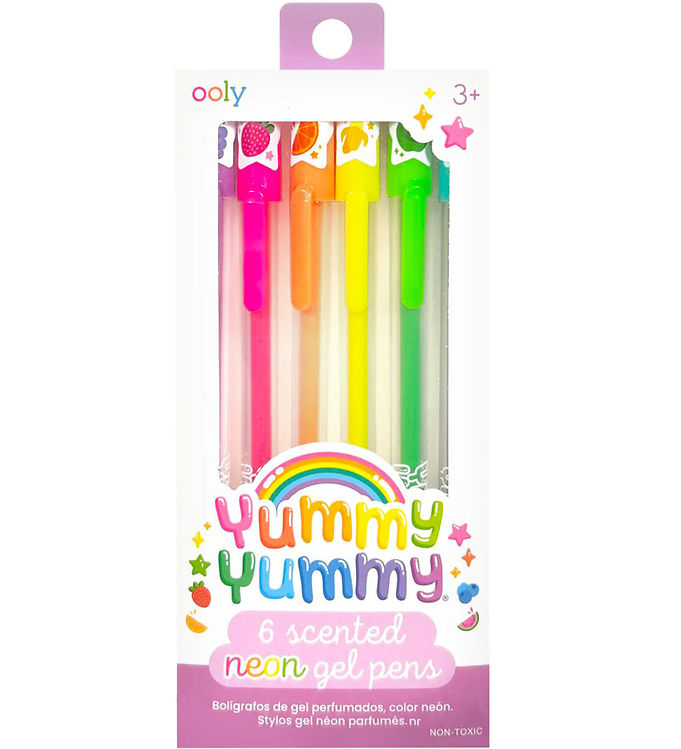 Ooly Kuglepenne m. Frugtduft - Neon - 6 stk - Yummy Yummy