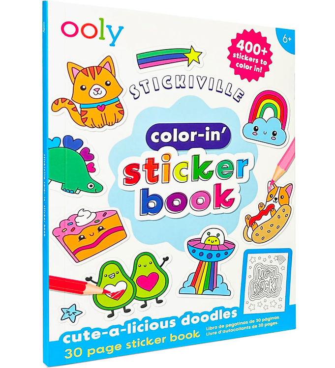 Ooly Klistermærkebog - Color-in - Cute-A-Licious Doodles