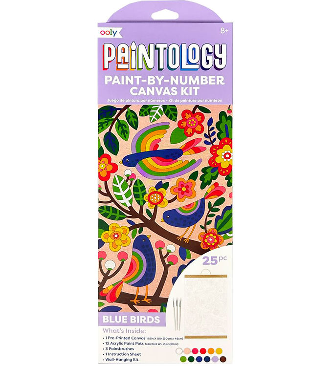 Ooly Malesæt - Paint By Number Canvas Kit - Blue Birds