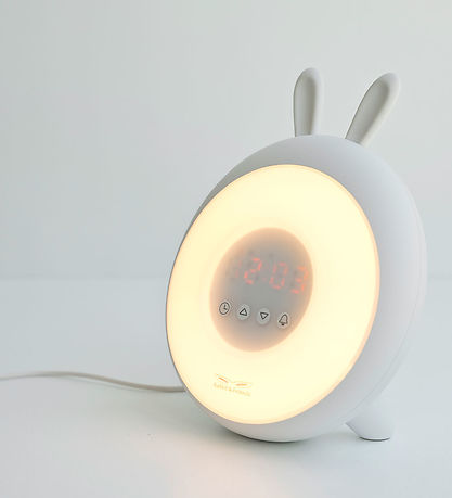 Rabbit & Friends Vækkeur m. Lys - Wake Up - 20x15x6 cm - Hvid Rabbit & Friends Vækkeur m. Lys - Wake Up - 20x15x6 cm - Hvid