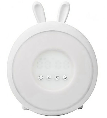 Rabbit & Friends Vækkeur m. Lys - Wake Up - 20x15x6 cm - Hvid