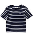 GANT T-Shirt - Striped Shield Slim - Rib - Evening Blue GANT T-Shirt - Striped Shield Slim - Rib - Evening Blue