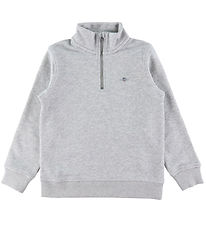 GANT Sweatshirt - Shield Half Zip - Light Grey Melange GANT Sweatshirt - Shield Half Zip - Light Grey Melange