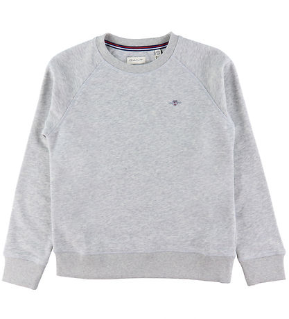 Gant Sweatshirt - Shield C-Neck - Light Grey Melange Gant Sweatshirt - Shield C-Neck - Light Grey Melange