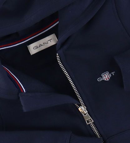 GANT Cardigan - Shield Zip - Evening Blue