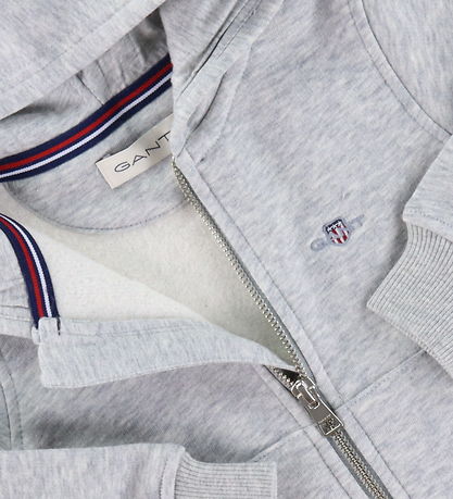 GANT Cardigan - Shield Zip - Light Grey Melange