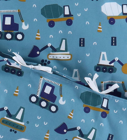 Nørgaard Madsens Sengetøj - Junior - Blå m. Arbejdsmaskiner
