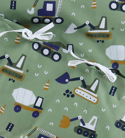 Nørgaard Madsens Sengetøj - Baby - Grøn m. Arbejdsmaskiner