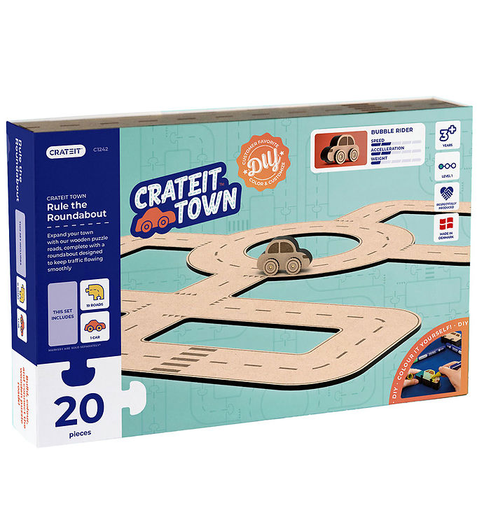 Crateit Kreasæt - Crateit Town - Træ - Rundkørsel - 28 Dele