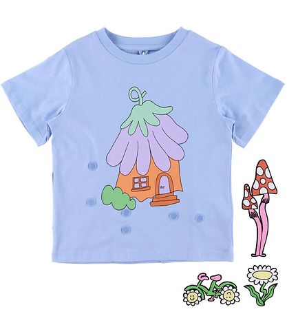 Stella McCartney Kids T-shirt - Lyseblå m. Patches Stella McCartney Kids T-shirt - Lyseblå m. Patches