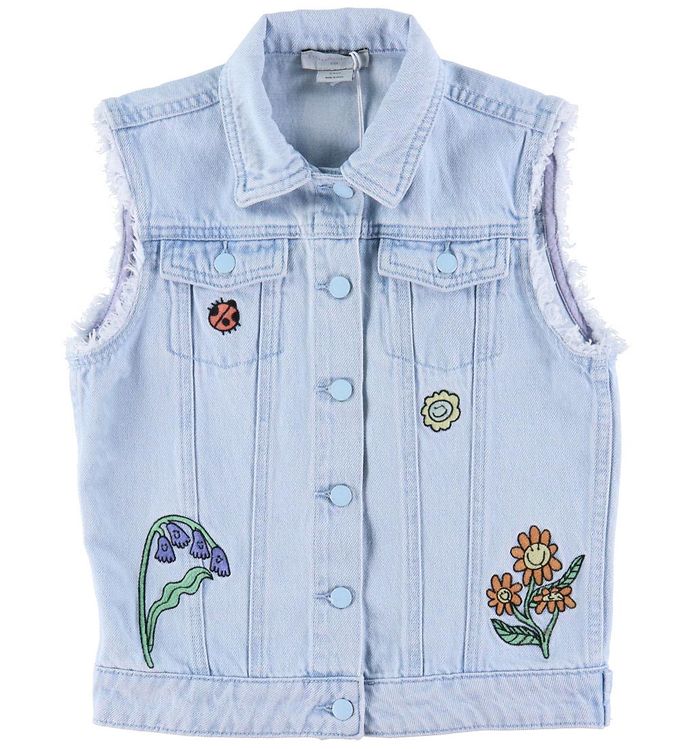 Stella McCartney Kids Denimvest - Lyseblå m. Broderi